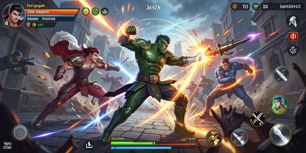 Screenshot gameplay 369ZK menunjukkan aksi pertarungan yang intens.