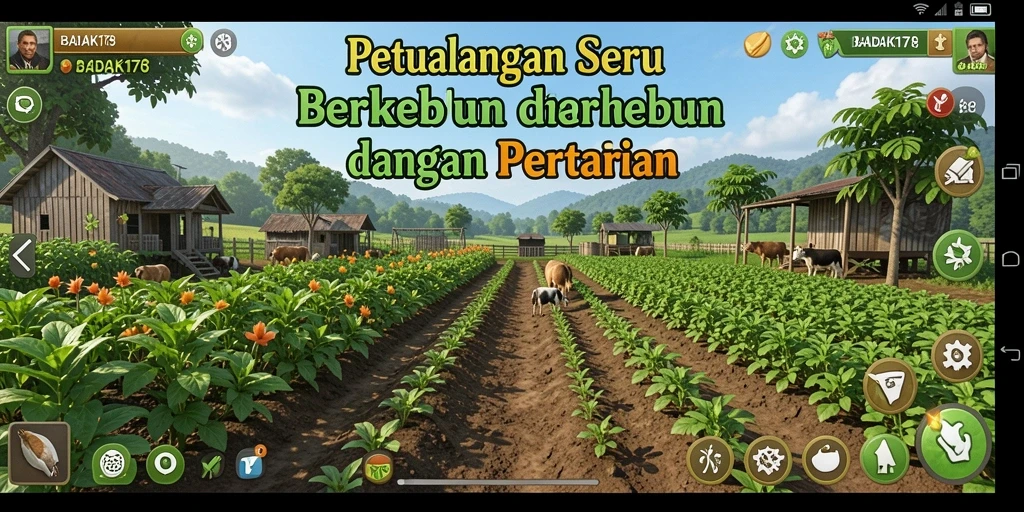 Menunjukkan gameplay menarik dari <strong>BADAK178</strong> dalam berkebun dan bertani.
