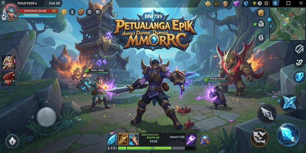 Screenshot menampilkan aksi seru dalam gameplay MMORPG BNI789.