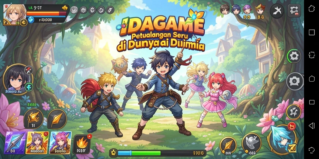 Tampilan seru gameplay IDAGAME yang penuh aksi Anime.