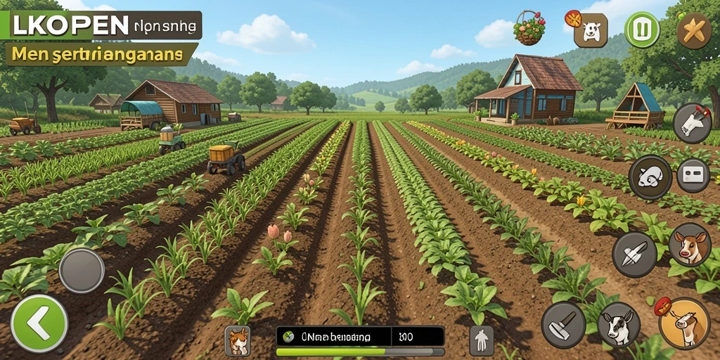Screenshot gameplay LKOPEN menunjukkan pengalaman bertani yang seru.