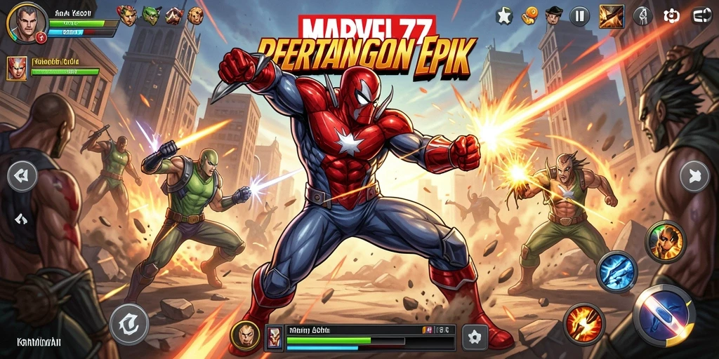 Tangkapan layar dari gameplay MARVEL77 yang menunjukkan pertarungan epik.