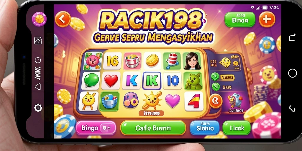 Tampilan gameplay menarik dari RACIK198 dengan elemen Bingo yang seru.