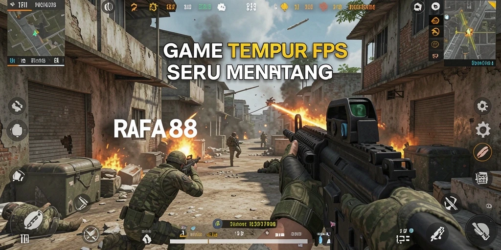 Screenshot dari gameplay intens RAFA88 dengan aksi tembak-tembakan yang seru.
